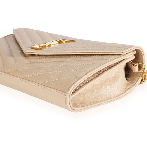 Saint Laurent Powder Grain De Poudre Large Monogram Envelope Chain Wallet - Picture 5 of 7